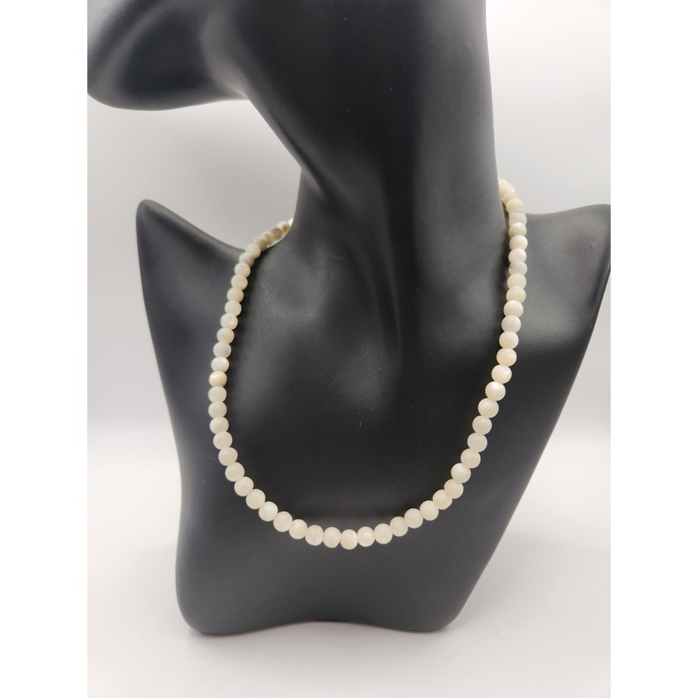 Vintage Mother of Pearl Bead‎ Necklace 1/20 12K Gold Filled Clasp 16 Inch Cream